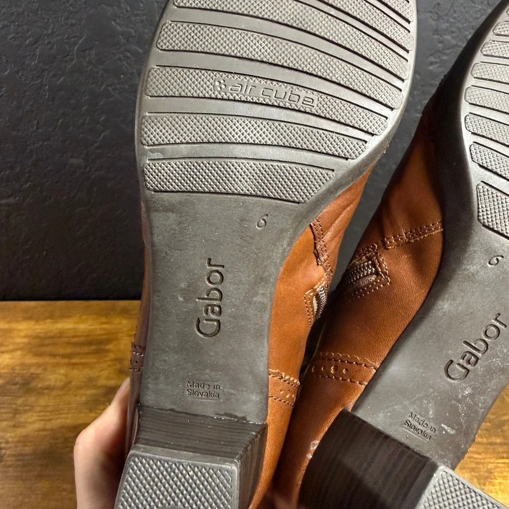 Gabor Brown Leather Brogue Ankle Boots Womens Size 6‎ UK 8.5 US